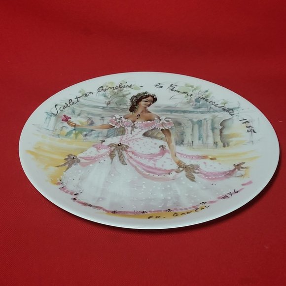 VTG 1976 D’Arceau Limoges Collectors Plate Scarlet En Crinoline La Femme inacces - Picture 4 of 10